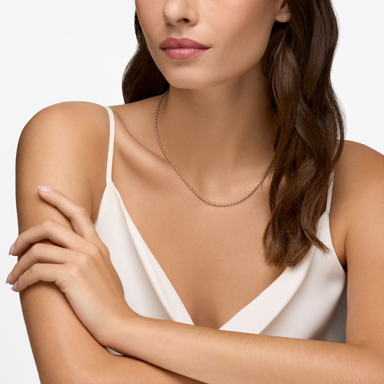 Birks Essentials Sterling Silver Beaded Chain Necklace image number 1